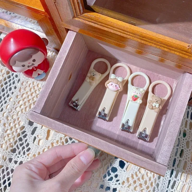 Cute Cartoon Bear Bunny Nail Clippers Anti Splash Nail Trimmer Baby Care Accessories Manicure Tools