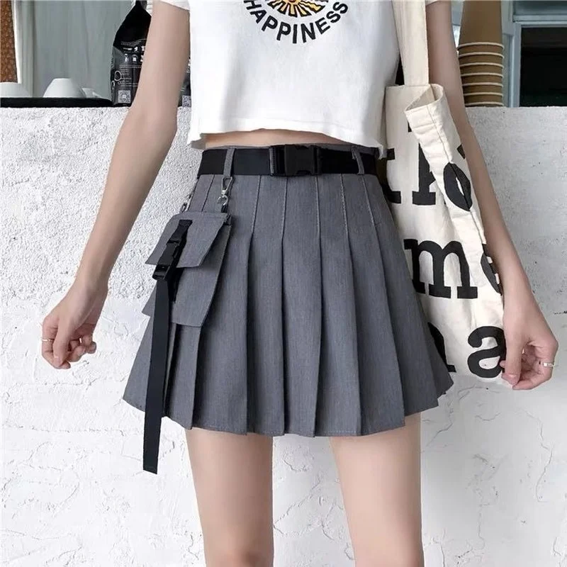 Pleated Skirts Women Mini Design Sashes Cargo Cool Streetwear Summer New Arrival Girlish Preppy Style Young Ulzzang Sweet Mujer