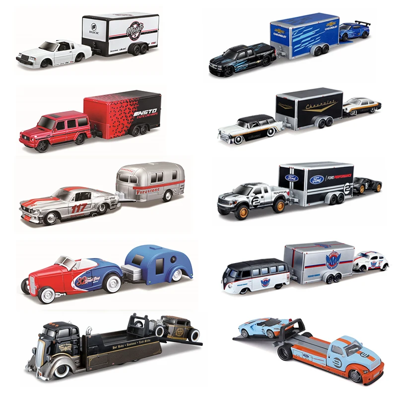 Withbox Maisto 1:64 Design Tow & Go Volkswagen Van Samba Alameda Trailer Car Model Toys Collection Gift Toy Boys