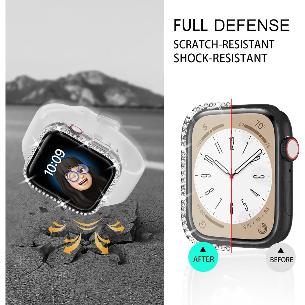 Sparkling Protective Apple Watch Case with Glass Screen Protector