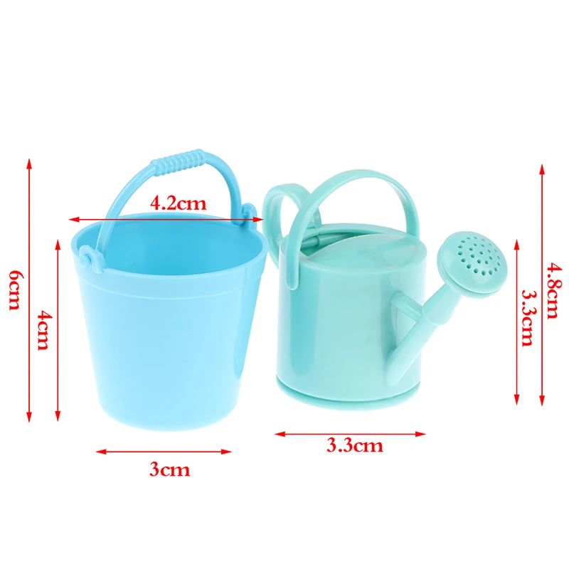 1Set Dollhouse Miniature Bucket Watering Can Model Doll House Plant Watering Tool Garden Decor Toy Mini Furniture