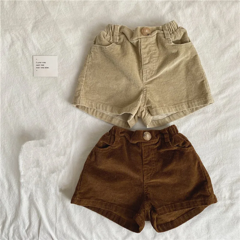 deer jonmi Autumn Korean Style Unisex Children Corduroy Shorts Solid Color Toddlers Kids Casual Shorts