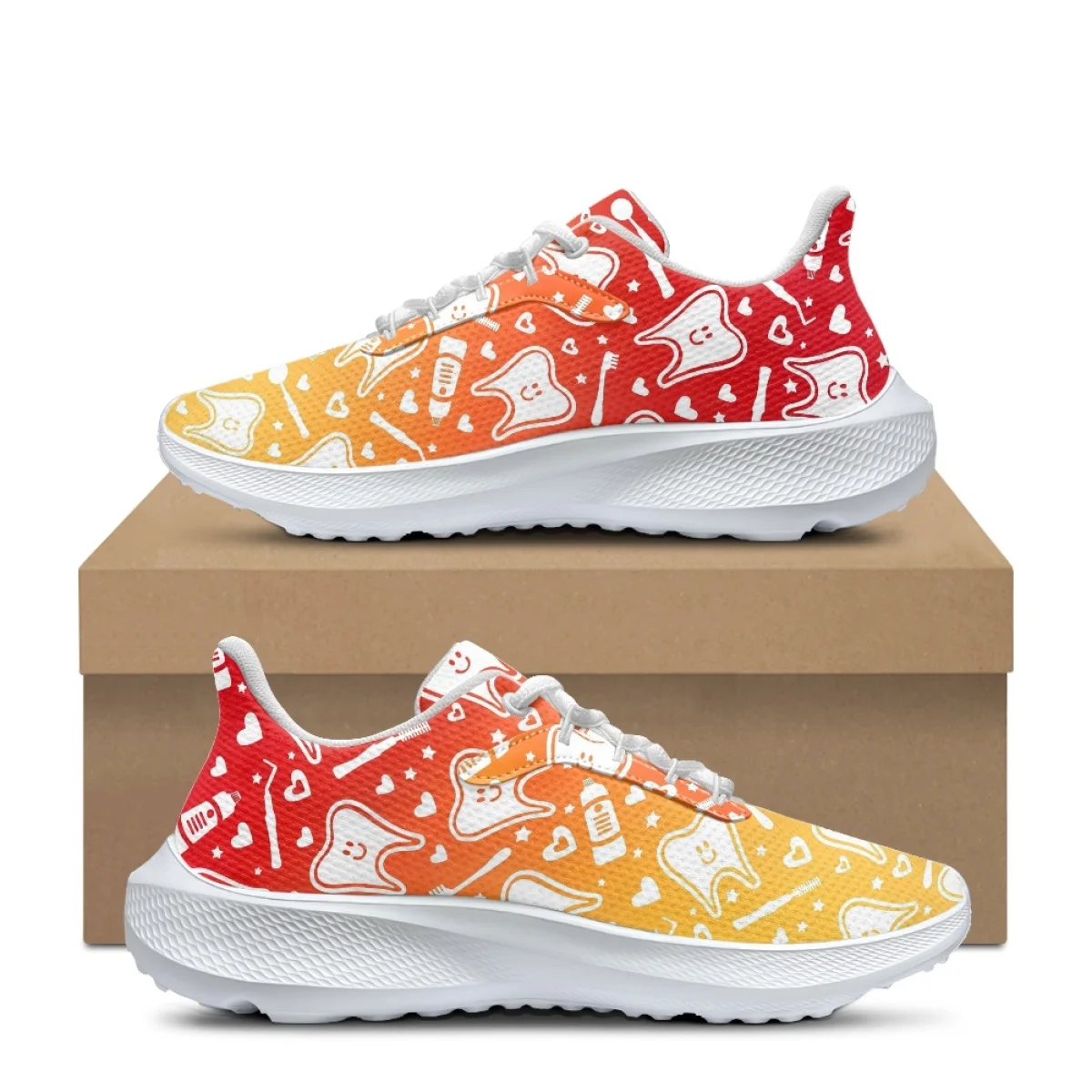 

Medical Hospital Work Flats Shoes Comfortable High Quality Lace Up Sneakers Cute Teeth Dental Designer Luxury Walking Shoes Gift