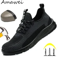 Anti-smash Men Steel Toe Work Shoes Lightweight Breathable Work Sneaker Indestructible Protective Boots Non Slip Work Shoes