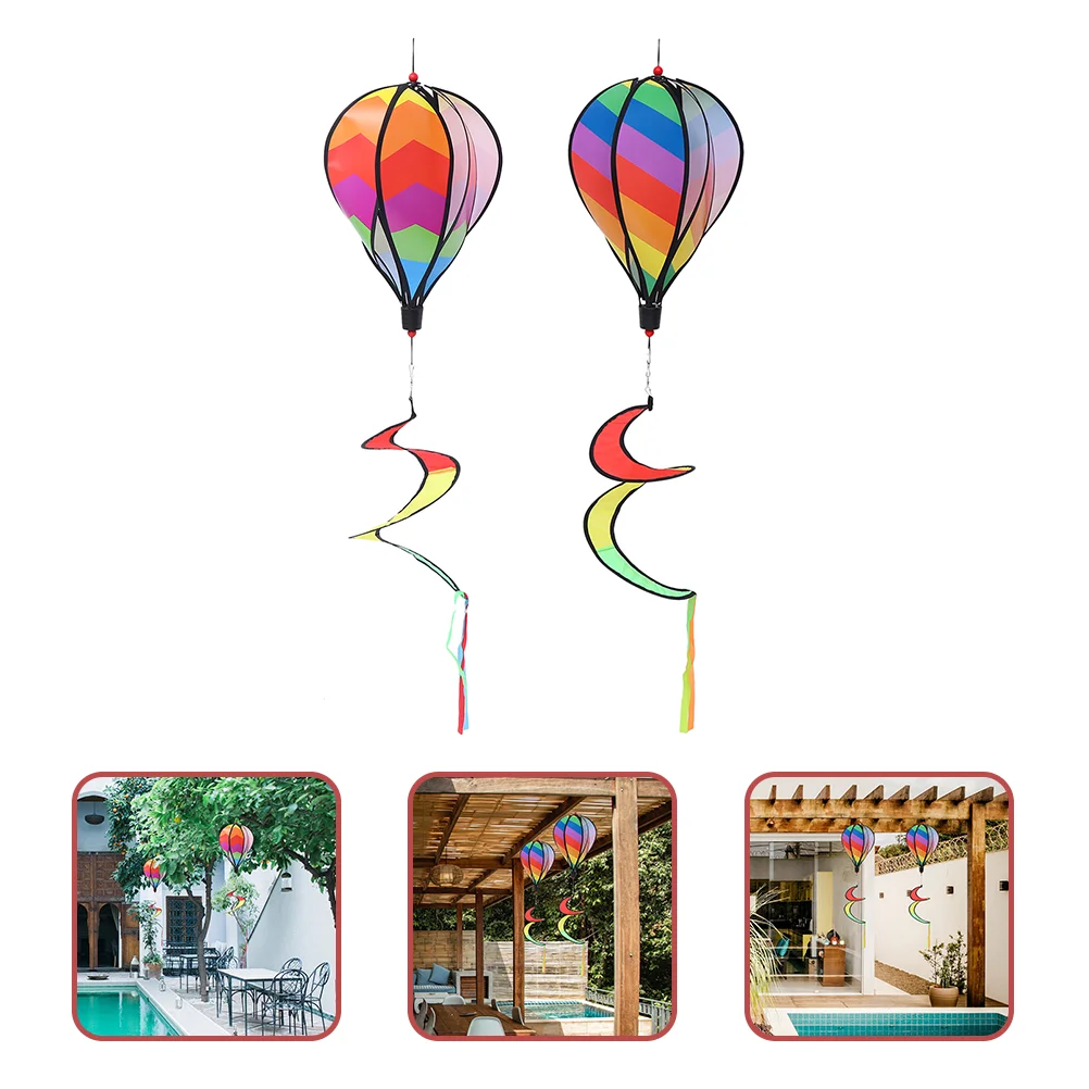 2 Pezzi Di Mongolfiera Ornamento Per Esterni Wind Twister Palloncini In Tessuto Spinners Decorazioni Da Giardino