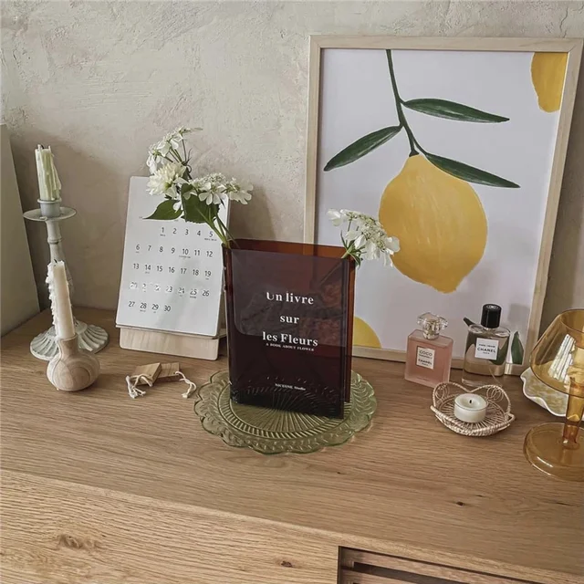 Akril Könyvek Váza Virág Átlátszó Ins Klein Kék Növény Vázák Hidroponikus Asztali Dísz Ajándék Otthoni Dekoráció - Image 3