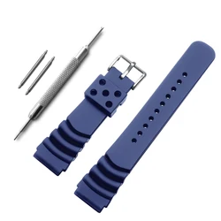 Premium Soft Rubber Watchband with Stainless Steel Buckle - Durable Strap (20mm blue)
