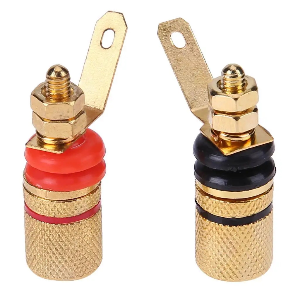2pcs Gold Plated Speaker Binding Posts Terminal 4mm Sockets for Banana