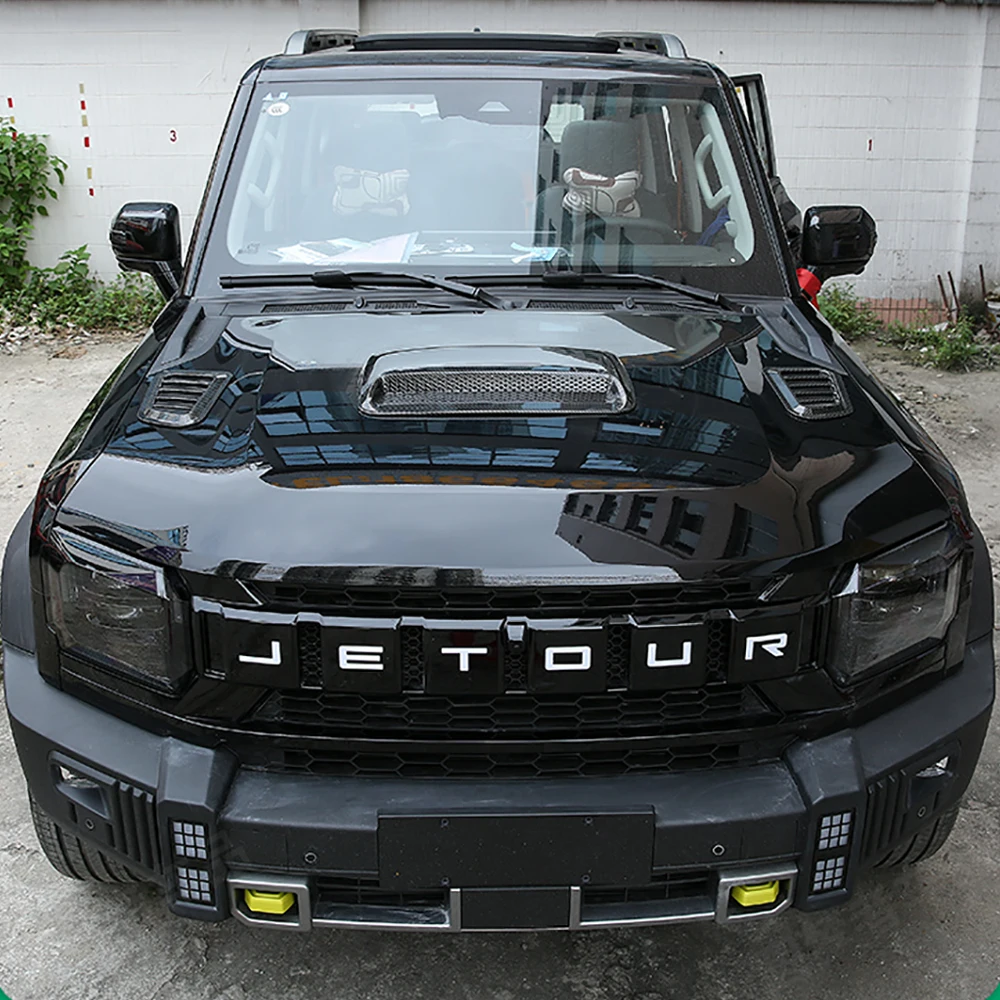Chery Jetour Traveller T2 용 엔진 커버, 탄소 섬유 색상 및 유광 블랙, 외부 액세서리 보호 프레임 수정