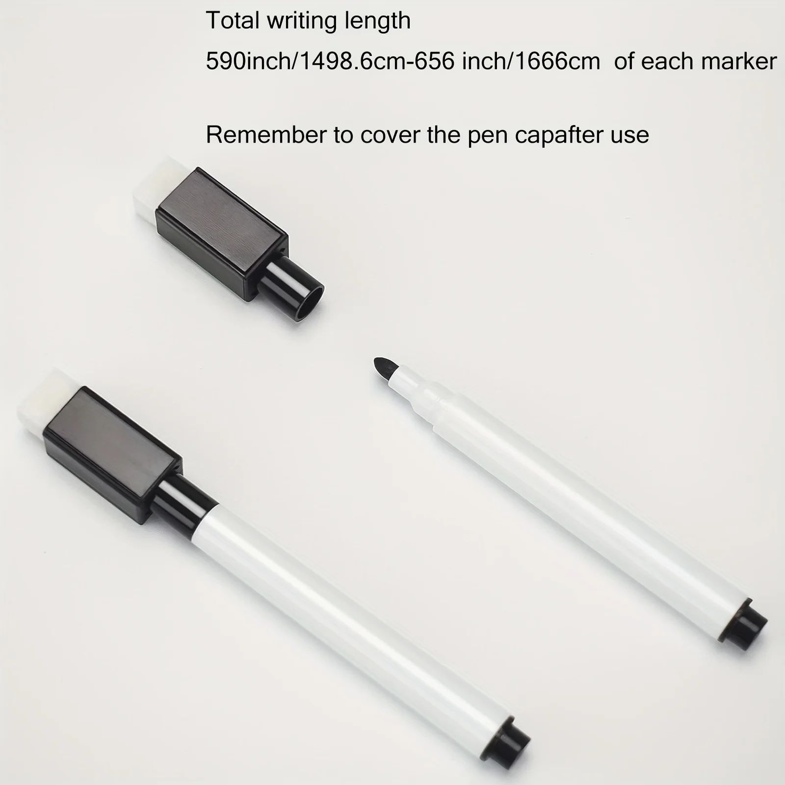 10pcs Black Dry Erase Marker with Eraser Cap White Board Mini Dry Erase Marker for Office School Supplies