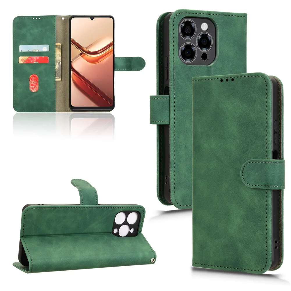 Premium PU Leather Wallet Flip Case with Card Holder and Stand Feature