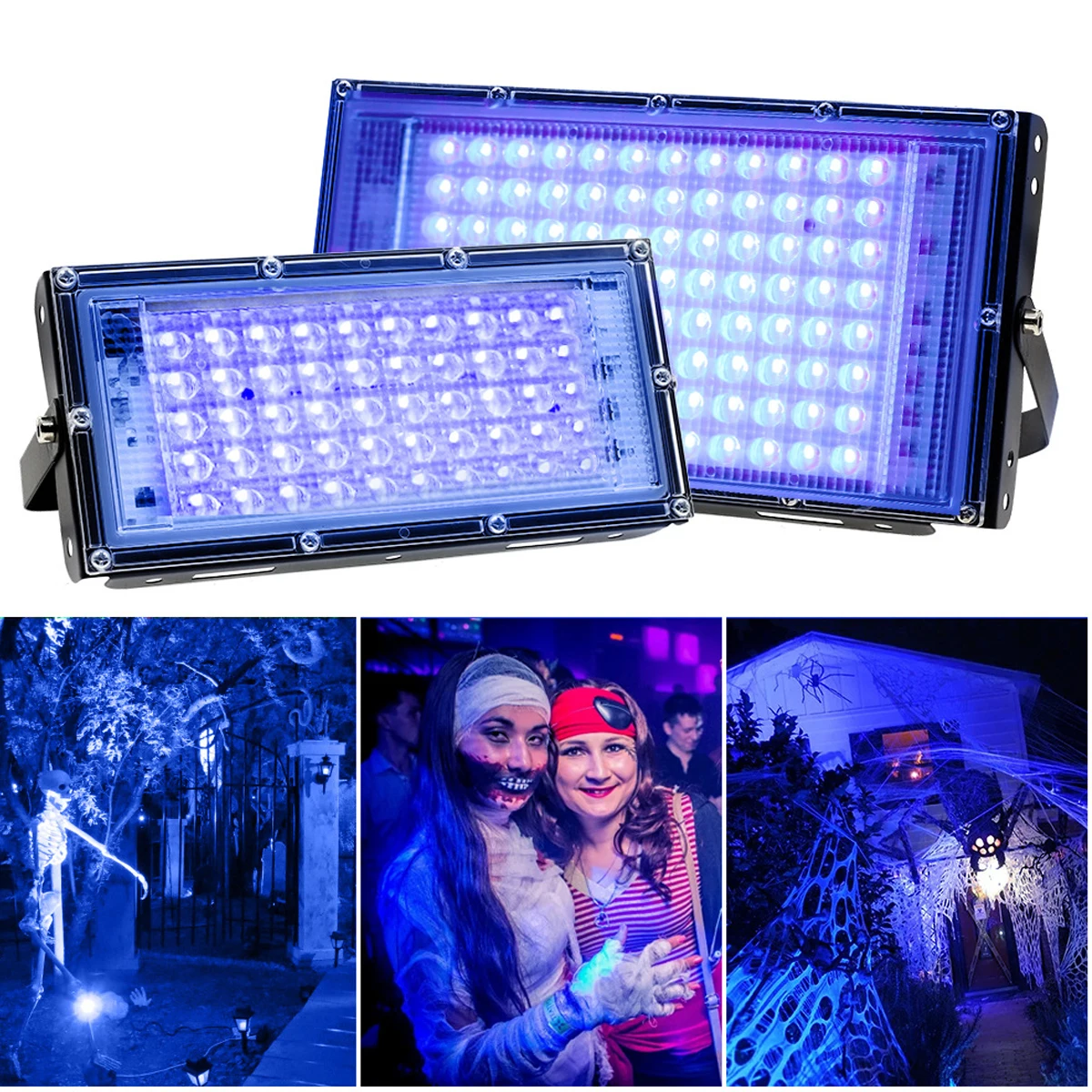 395nm UV 투광등 AC220V EU 플러그 300W/200W/100W/50W 방수 홈 파티 백라이트 자외선 투광등