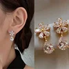 Light Luxury Zircon Stud Earrings Women's Fashion Flower Leaf Earrings Elegant Imitation Pearl Ear Stud Party Wedding Jewelry 3
