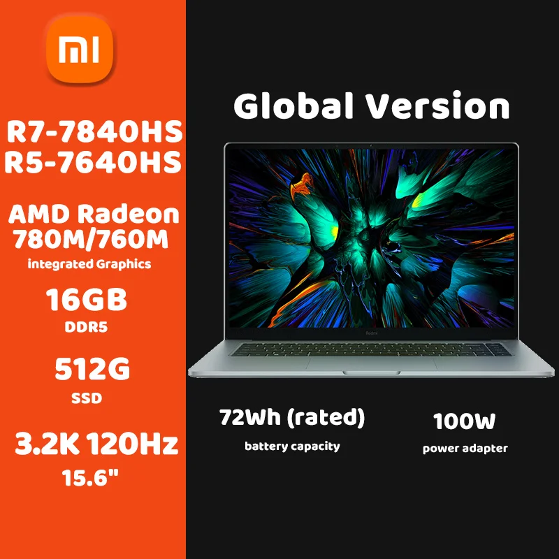 2023 Xiaomi Redmi Book Pro 15 ноутбук Ryzen 7 7840HS/Ryzen 5 7640HS процессор AMD Radeon 780M/760M 3,2 K 120 Гц 16 ГБ + 512 ГБ