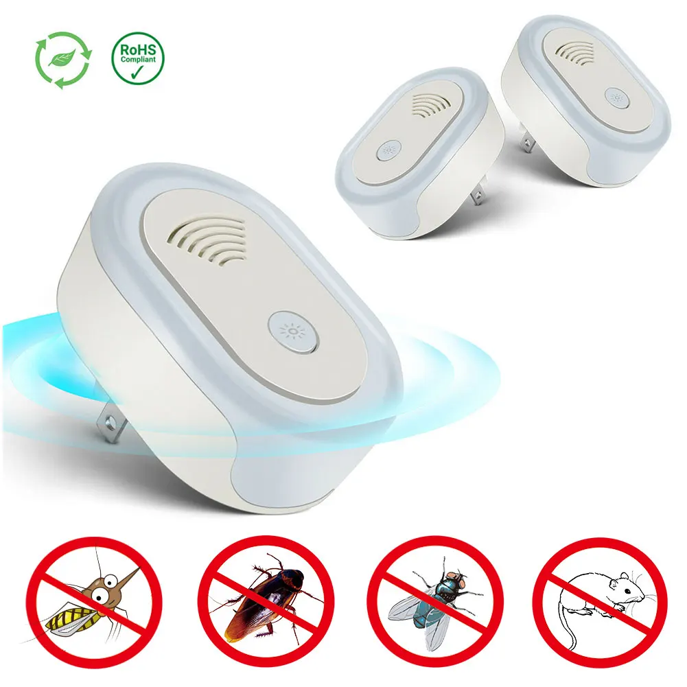 Repellente Per Zanzare Ad Ultrasuoni Con Luce Notturna Spina Europea Antizanzare Mouse Scarafaggio Repellente Per Zanzare Killer Elettronico Per Mosch