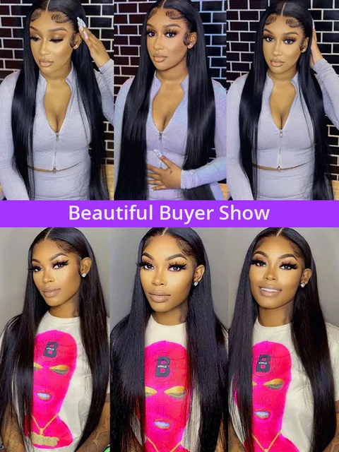 30 40 Inch Bone Straight Human Hair Lace Frontal Wigs Brazilian 13x4 13x6 Lace Front Human Hair Wigs For Women Pre Plucked 200% 4