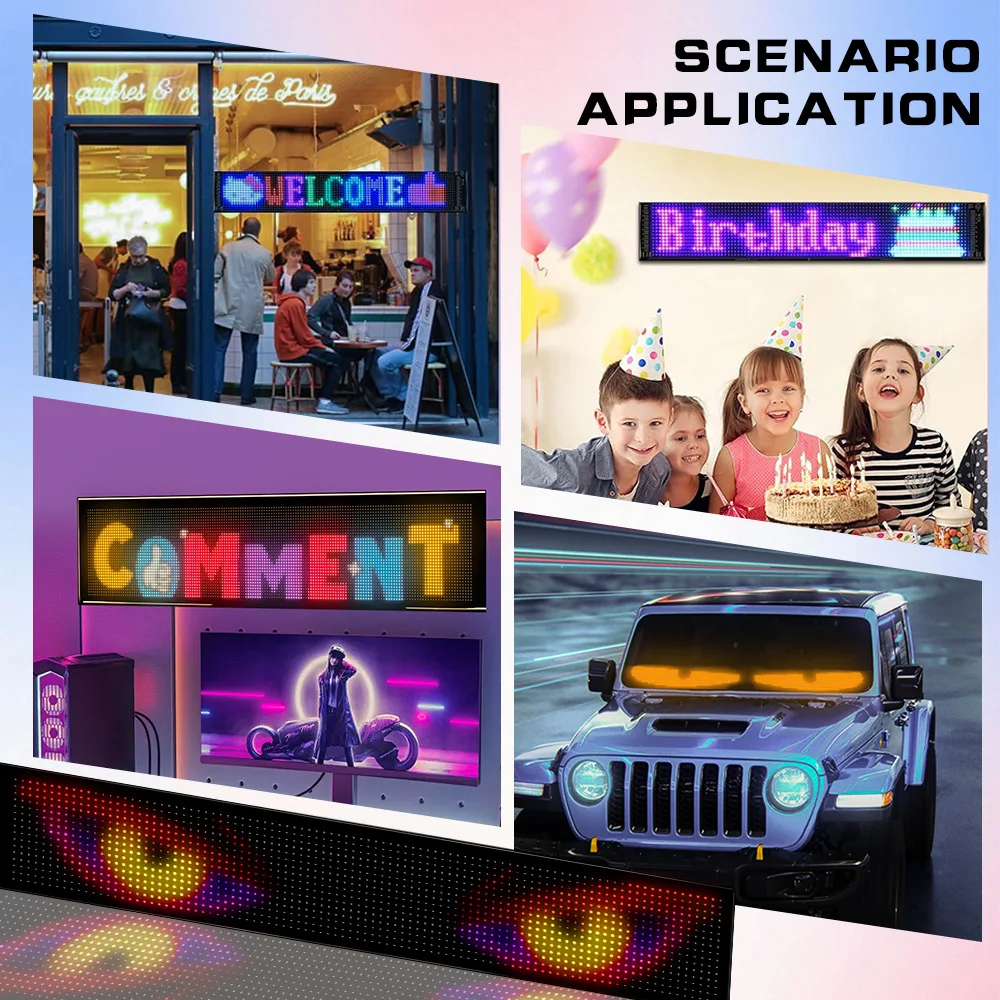 Schermo LED Flessibile per Auto Segnale per Camion Occhi RGB LED Matrice Pixel Pannello Segnale Auto Animazione Telecomando Display Flessibile Luce USB 5V Supporta Francese/Spagnolo/Portoghese/Arabo/Vietnamita - immagine 3