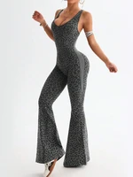 Hot Sexy Leopard Jumpsuits Sportwear Women Casual Sleeveless Backless Flare Pants Fitness Yoga Overalls Gym Running Tracksuit - Image 3