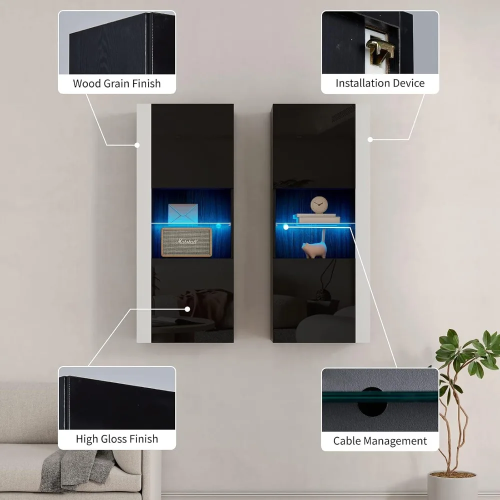 Wall Unit Entertainment Center with 40" Electric Fireplace, Includes 80" Floating Fireplace TV Stand, 2 X Wall Cabinets 5