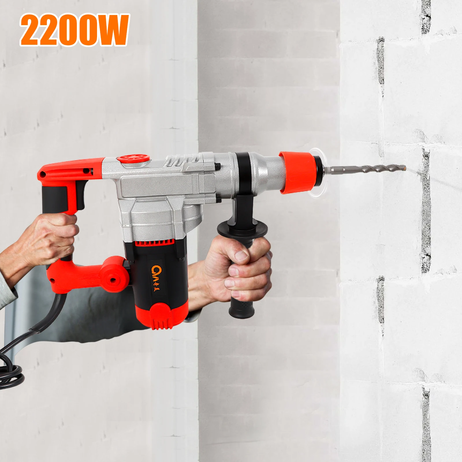 Perceuse à percussion rotative électrique 2200W, marteau à ciseaux pour brise-béton, perceuse électrique haute puissance 220V