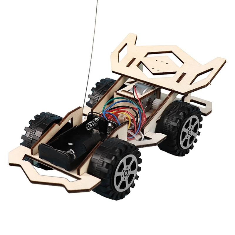 DIY RC Car Toys Assembly Wooden Building Vehicle Toys Racing Car Toy Scientific Experiment Model Kits Gift For Kids 4