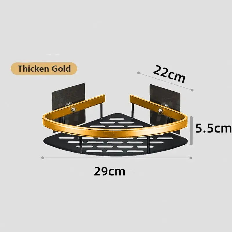 Luxury Bathroom Shelves Without Drilling Rustproof Aluminum Shower Wall Shelf Shampoo Towel Holder Bathroom Organizer Accessorie 5