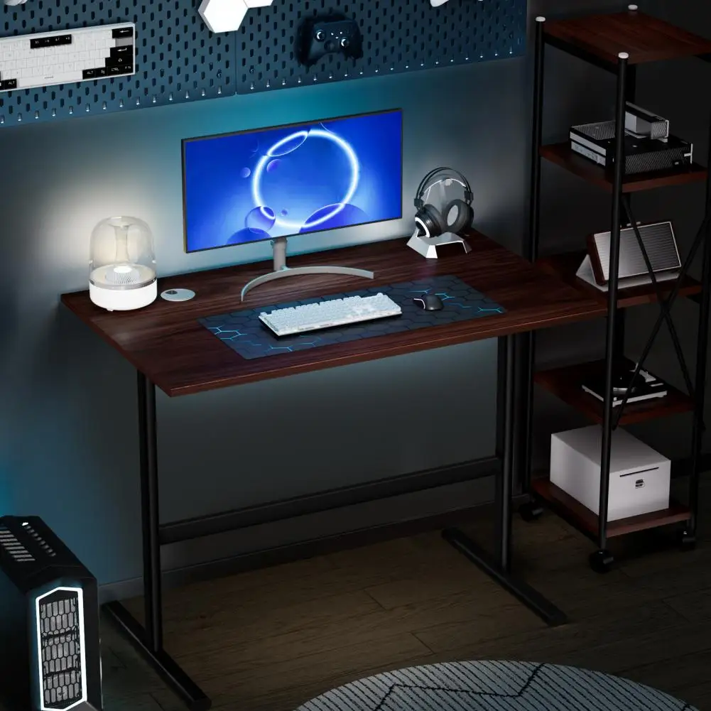 Computer Desk Spacious Desktop I-shaped Metal Frame Study Desk Thickened Artificial Board Rounded Corner Desk Home Furniture 4