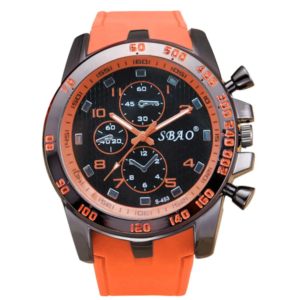 Modern Men Wrist Watch Stainless Steel Sport Analog Quartz Wristwatch Life Waterproof Fashion Sports Watches clock Orange