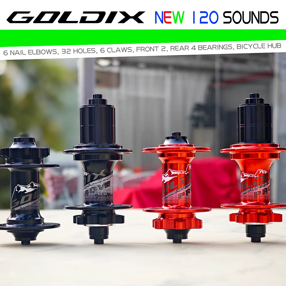 Mountain Bicycle Hubs GOLDIX QR 100*9 135*10 Aluminum 32 Holes 120 clicks 4 Bearings Disc Brake HG 8-12S