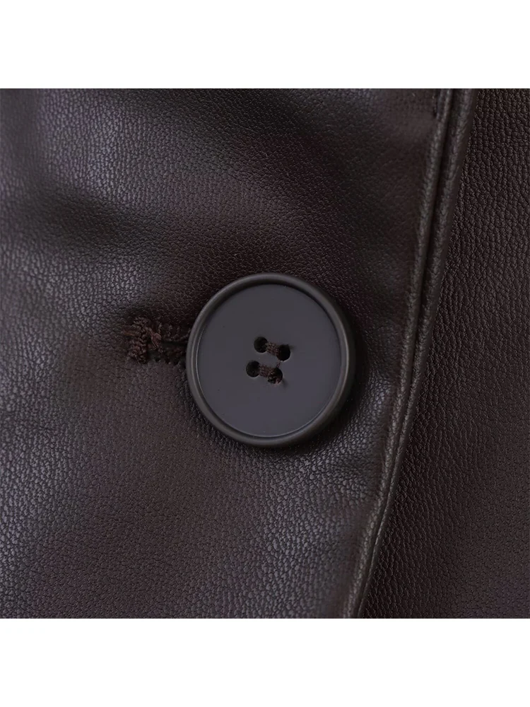 Autumn New Women Casual Faux Leather Blazer Jacket Solid Color Long Sleeve Single Breasted PU Jackets Luxury Fashion Loose