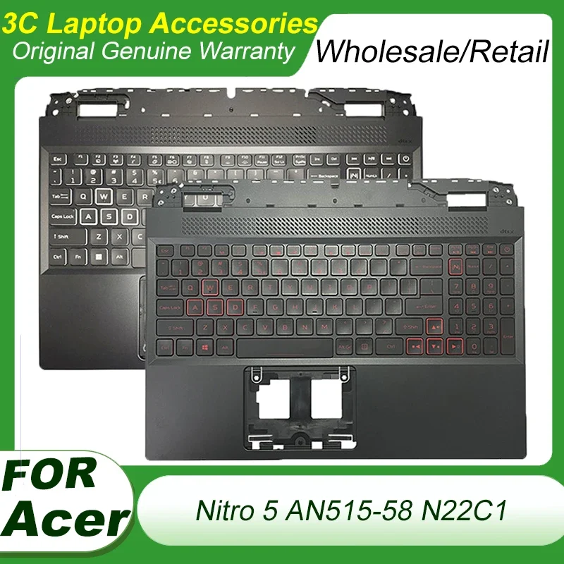 

New Original for Acer Nitro 5 AN515-58 N22C1 2022 Laptop Palmrest Upper Cover Top Housing Red/RGB Backlit Keyboard Replacement