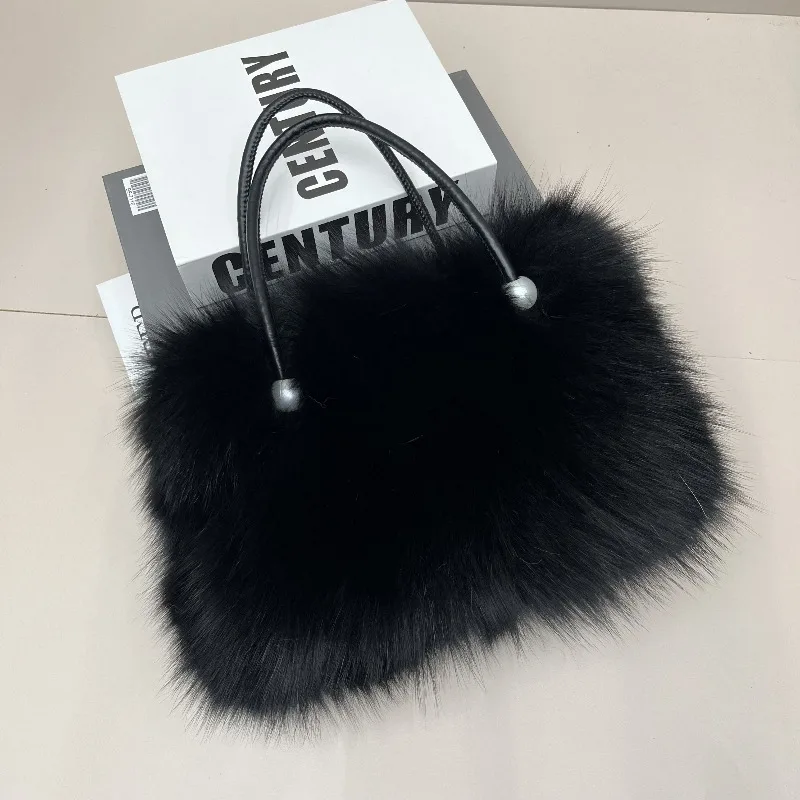 Fox Fur Bag Winter Women Shoulder Bag Female Fashion Chain Shoulder Bags Real Fur Purse Natural Fur Hand Bags Evening Party Bag