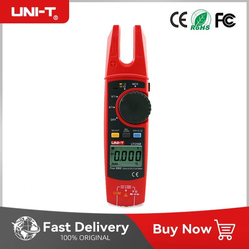 UNI-T UT256B Digital True RMS Fork Auto Multimeter 200A AC DC Current Clamp Meters NCV Tester Voltmeter Ohm Cap Auto Range More