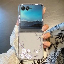 Elegant White Floral Pattern Shockproof Bumper Phone Case with Transparent Hard Cover - Motorola Razr 60 Ultra (A913)