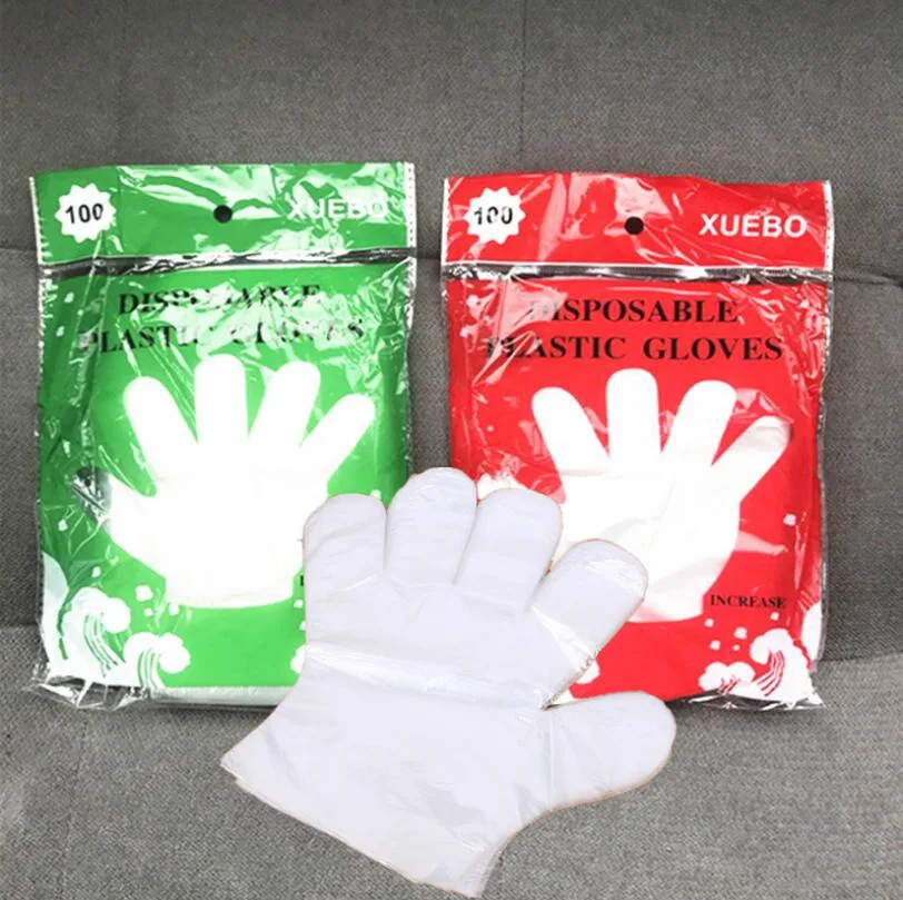 One Bag New Disposable Transparent PE Gloves Food Grade Sanitary Gloves One Colorful Bag With 90-100 PCS S1414 4