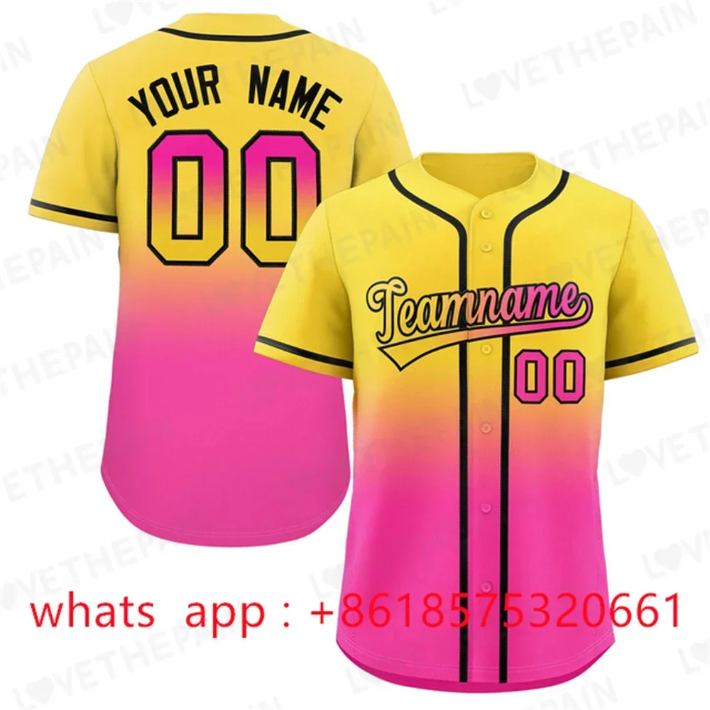 Baseball Jersey Button Down Plain Short Sleeve Hipster Hip Hop T Shirts Baseball Jersey add your name number