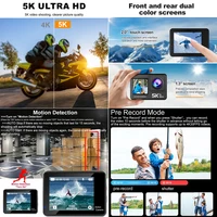 Action Camera 5K 4K60FPS  50MP 2" Touch Dual Screen 5X Zoom Wi-Fi EIS  170° DVR Webcam Wireless Mic 30M Waterproof Sport Camera 2
