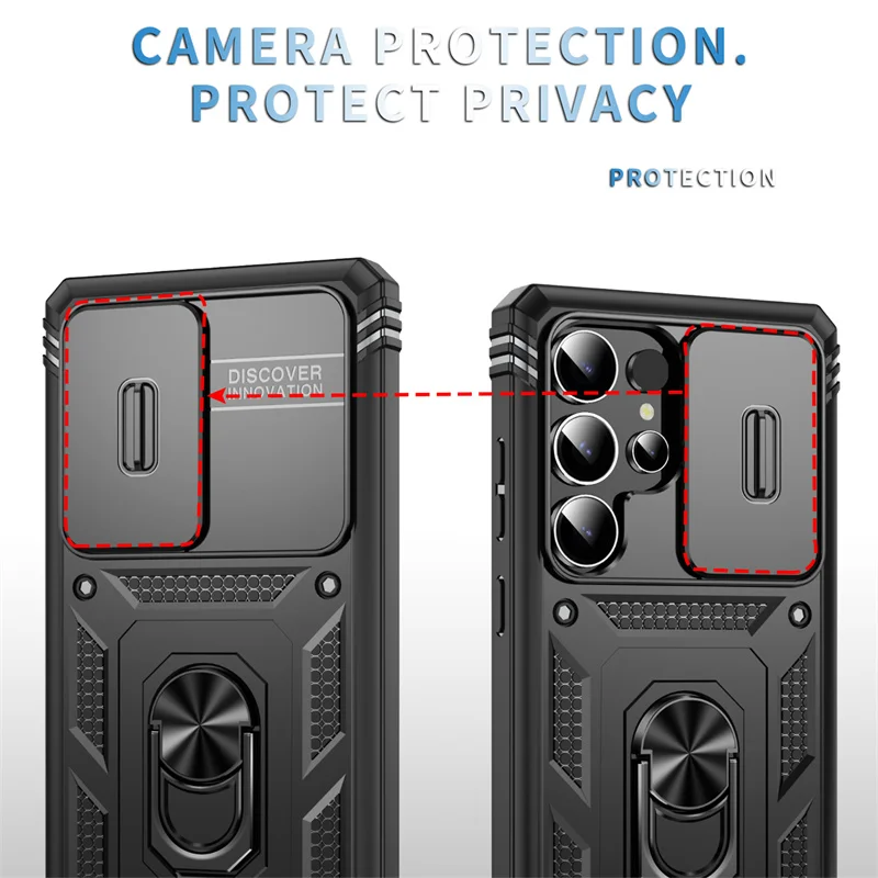 Heavy Duty Armor Phone Case For Samsung Galaxy S25 S24 S23 S22 S21 Ultra S20 FE Plus Note 20 Ultra Lens Protect Ring Stand Cover 4