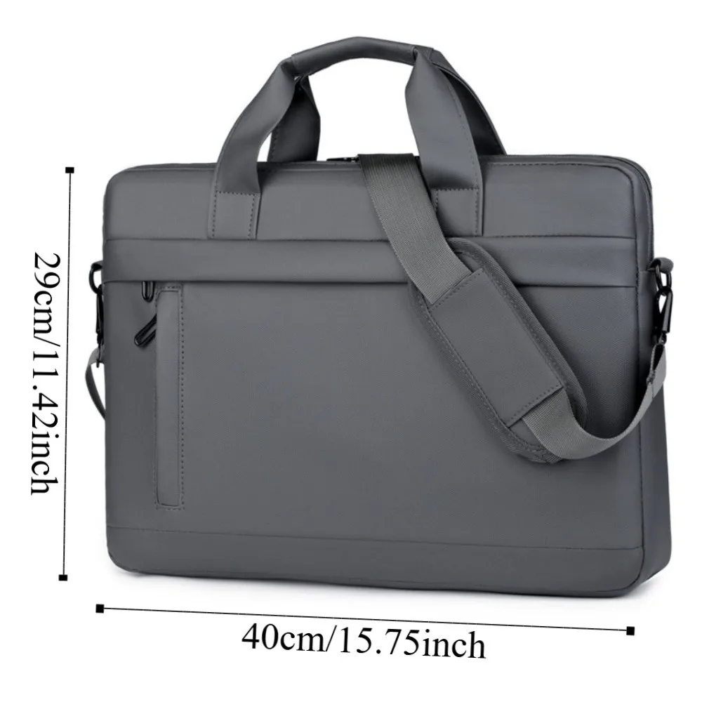 Borsa a Tracolla per Laptop da Uomo, Borsa da Lavoro con Manico, Borsa Portatile per Laptop, Colore Unito, 15.6 Pollici - immagine 6