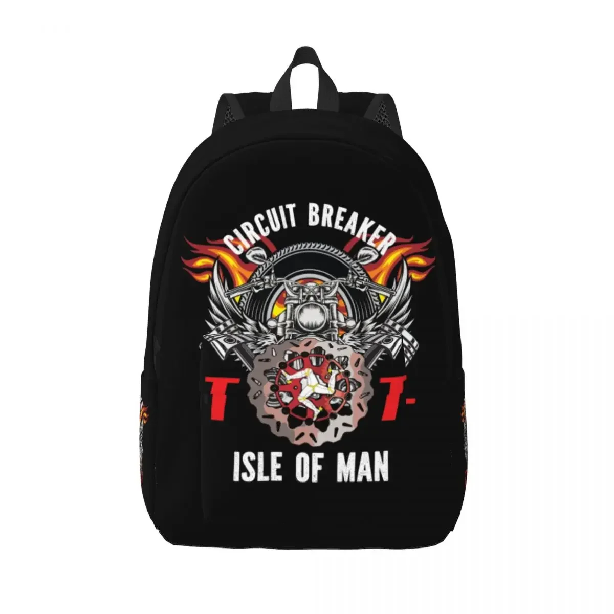 

Индивидуальный мотоциклетный холщовый рюкзак с изображением острова Мэна для женщин и мужчин, Повседневная сумка для книг для колледжа, школы, гоночных гонок, гоночных дней, сумки