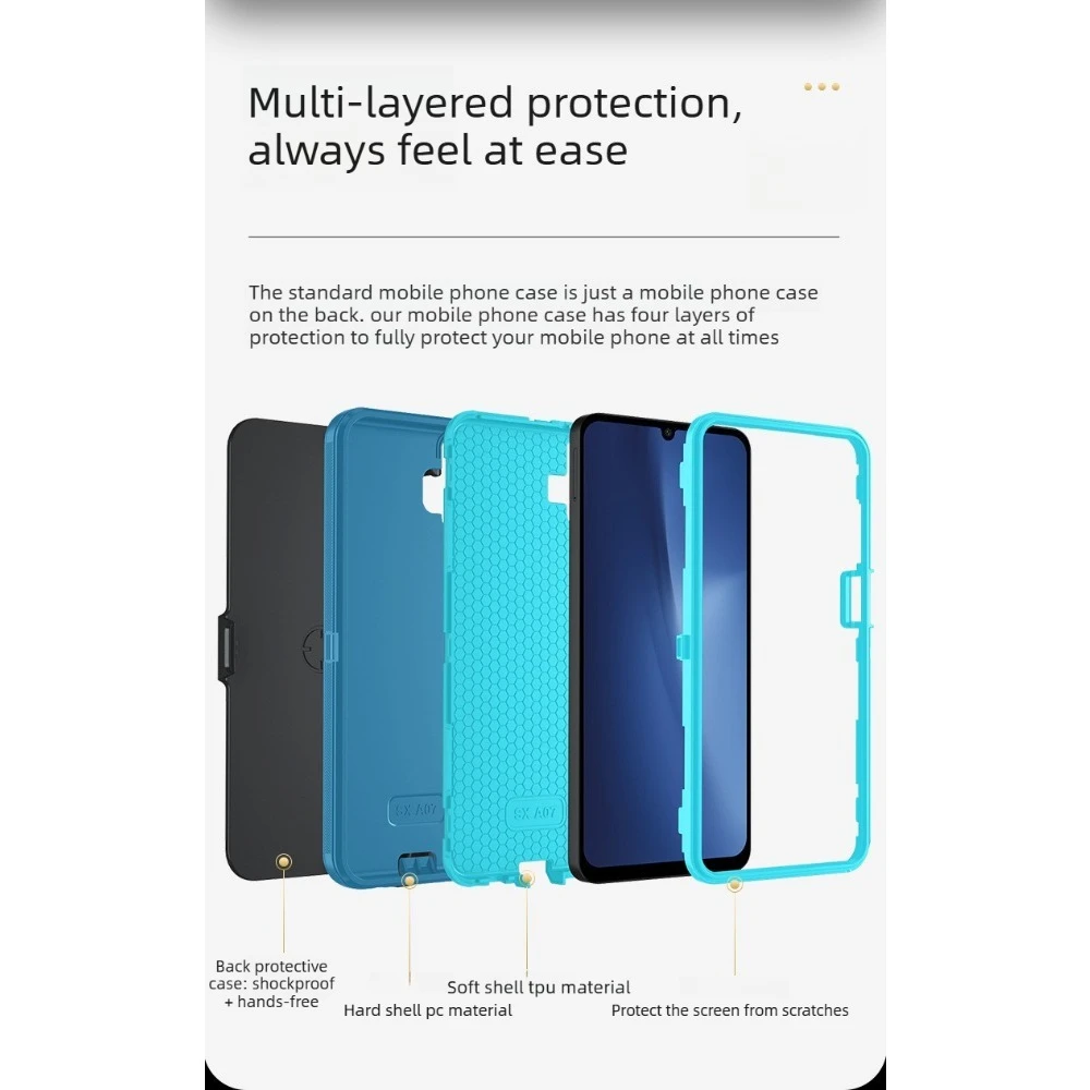 3-Layer Armor Hybrid Ott Case with Belt Clip and Defender PC Cover