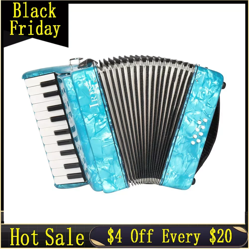 Accordeon, 17 toetsen 8 basaccordeons met bandjes voor beginners, educatieve accordeon, muziekinstrumentcadeau, accordeoninstrument voor volwassenen vervaardigd maat: 25 x 24 x 13 cm, gewicht: 1,8 kg