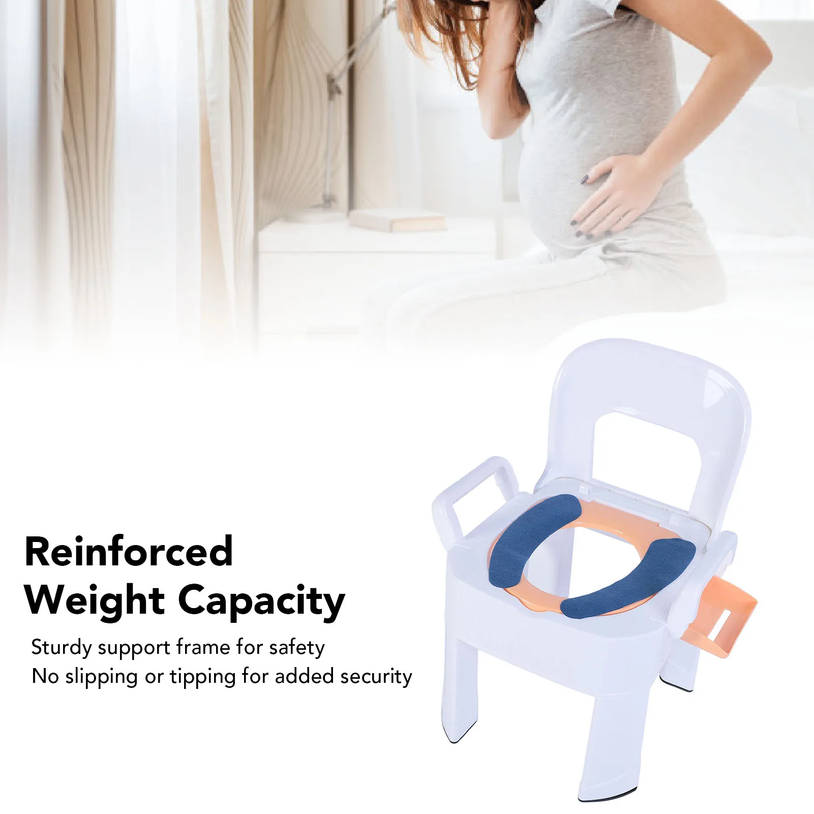 Commode Toilet Chair Easy To Clean Toilet Commode Anti Slip Foot Pad Backrest Cushion Extra Wide for Squat Toilet for Bathroom 5