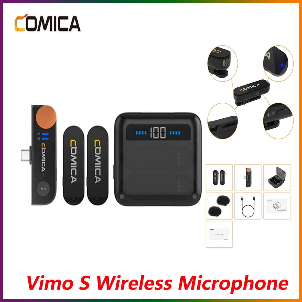 

Comica Vimo S 2.4G Mini Wireless Lapel Microphone with Charging Case, for Smartphone Camera Podcast Interview YouTube Facebook