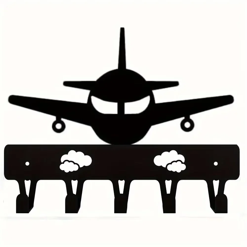 Elegant Airplane Key Holder Wall Decor. Metal Aircraft Art. Functional Ornament for Bedroom & Living Room 4