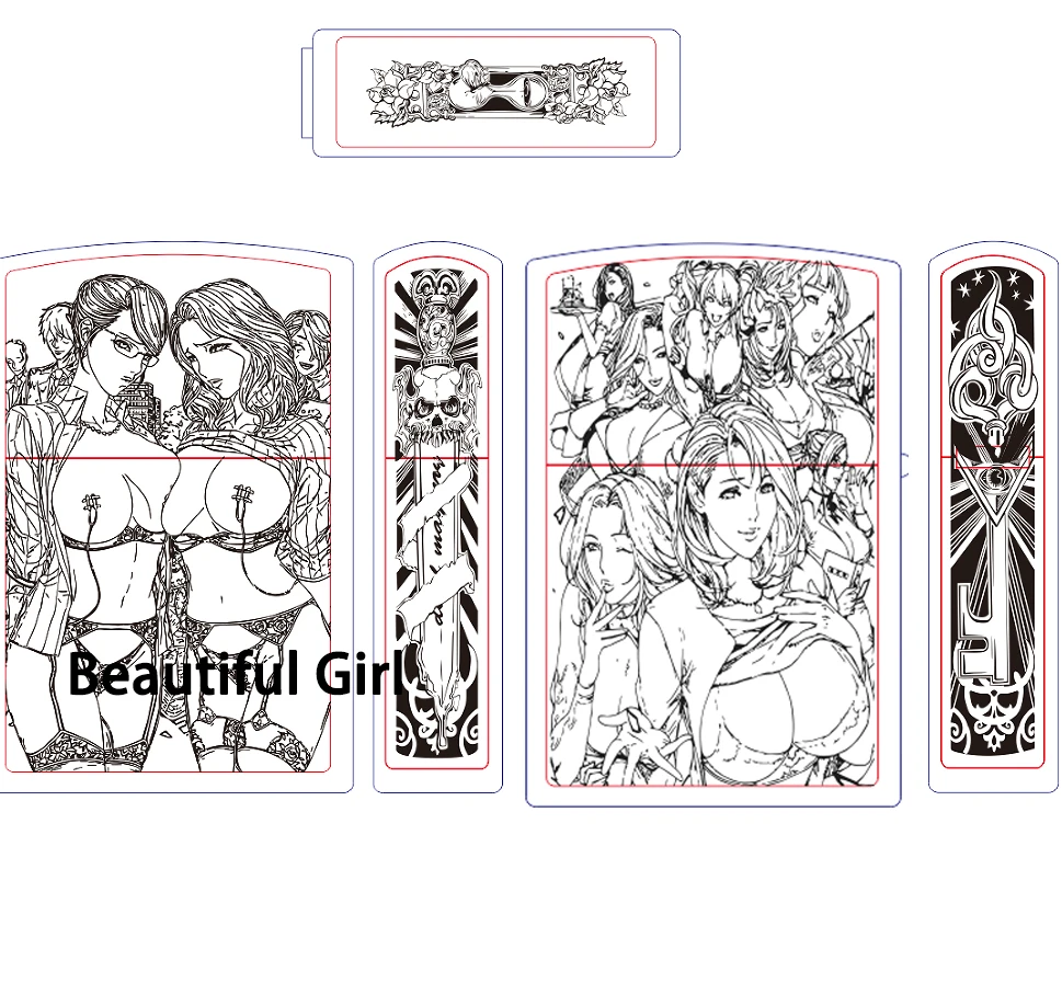 Customized Brass Fuel Lighter Sexy Beauty Pattern 4