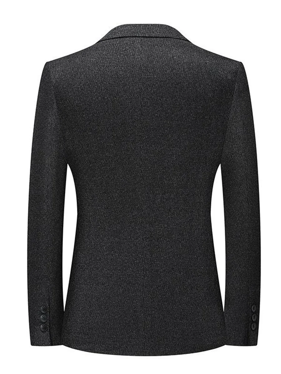 Striped Jacquard Men's Blazer Autumn Gray Fashion Casual Boutique Suit Coat Single Breasted Business Office Male Slim Fit Jacket