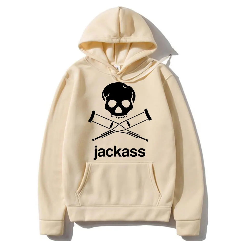 Jackass Logo Graphic Printed Black Hoodie Streetwear Men's