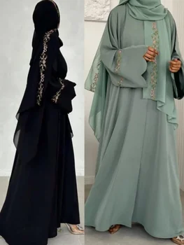 Middle East Women Arabic Dubai Abaya Luxury Kimono Cardigan Floral embroidery Long Dress Modest Robe Femme Islam Clothing Kebaya