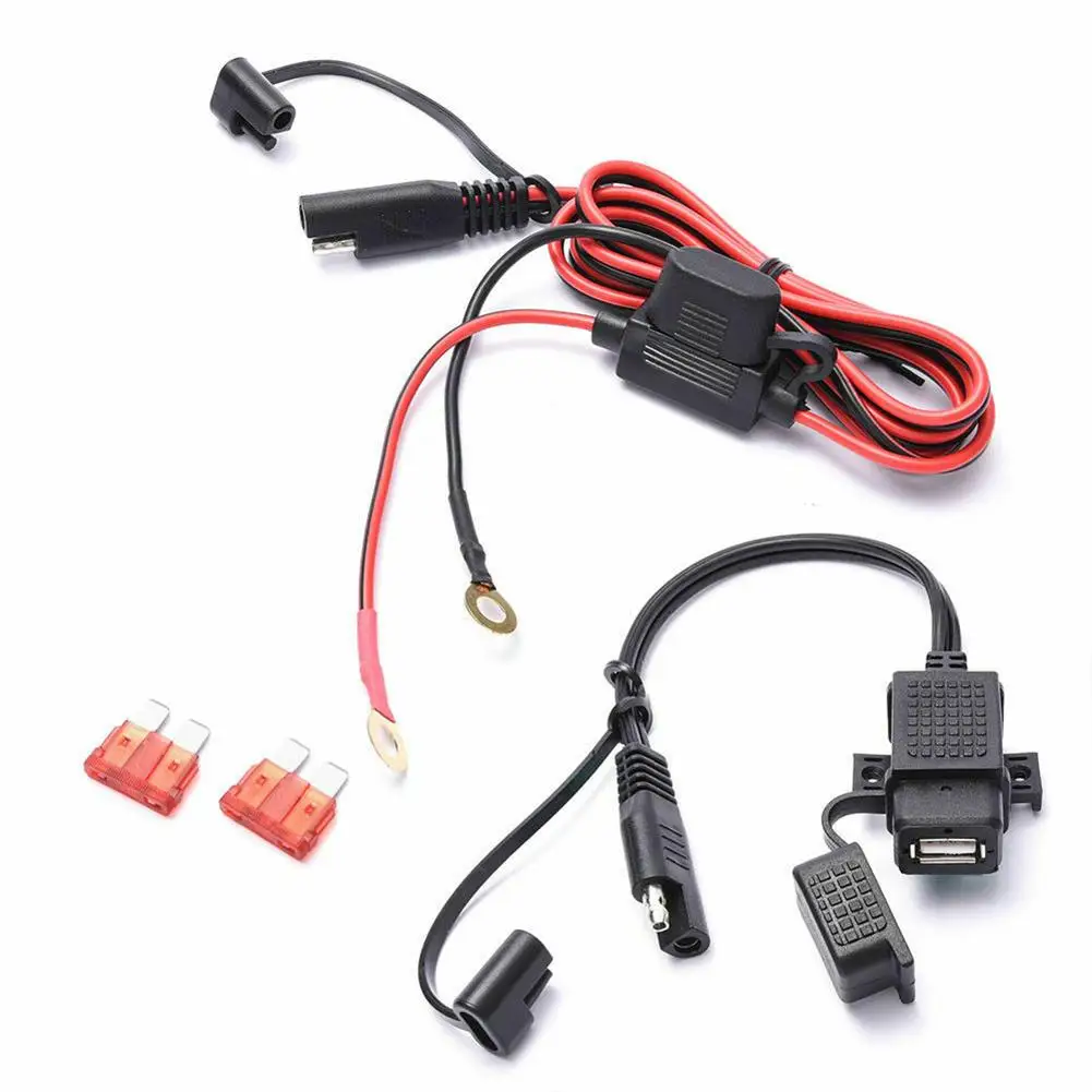 

1 Set Motorcycle SAE To USB Charger Adapter Cable 12-24V Mobile Phone Quick Interface Charging Converter For Scooter